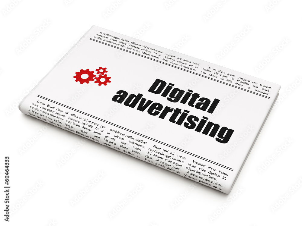 Advertising concept: newspaper with Digital Advertising and Advertising concept: newspaper with Digital Advertising and
