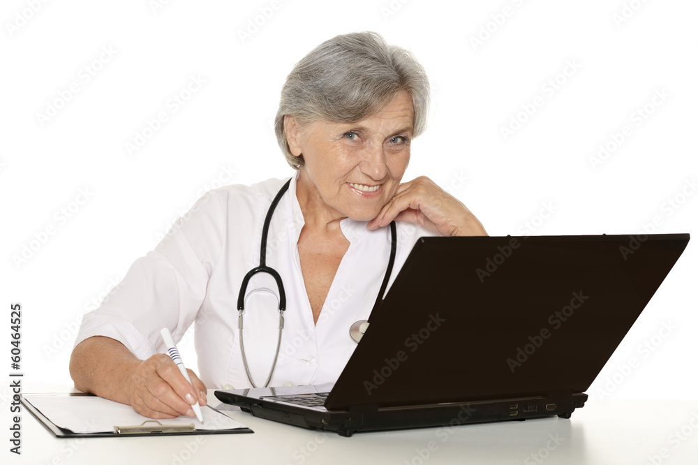 Woman doctor with computer Woman doctor with computer