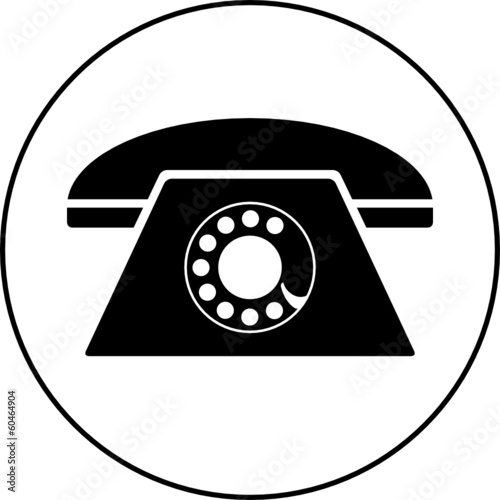 illustration of a rotary phone, black icon