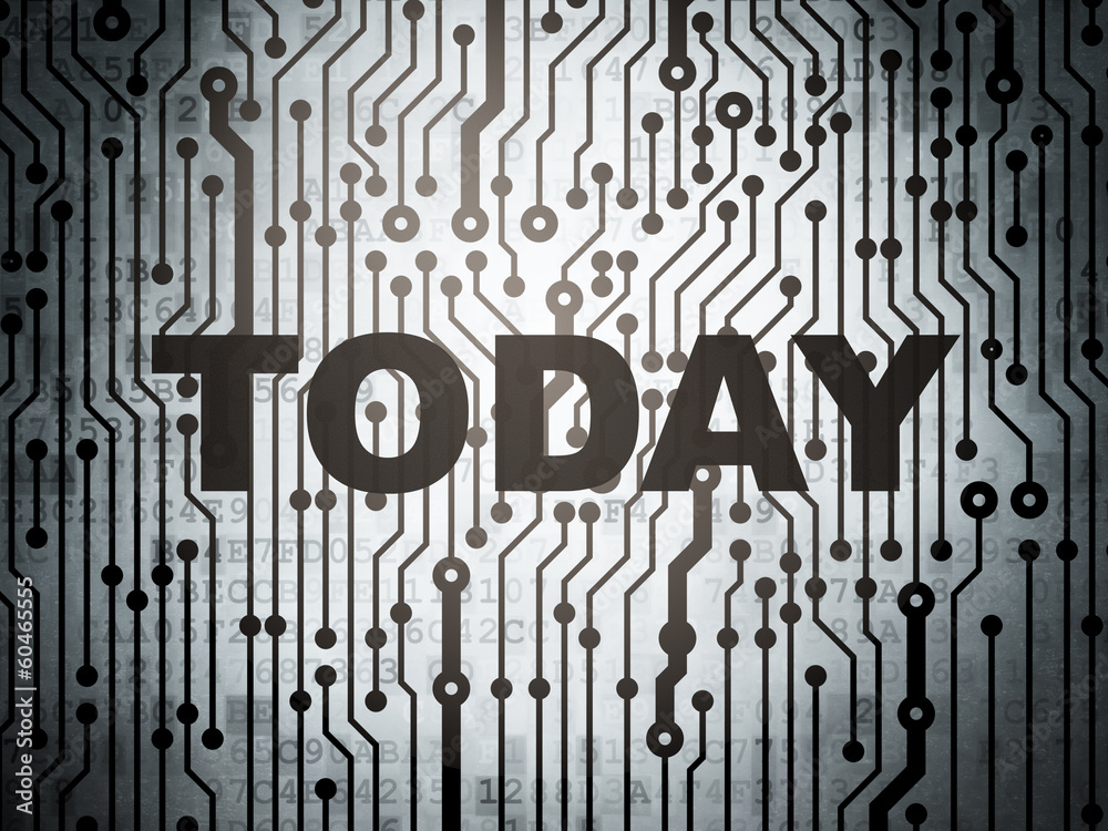 Timeline concept: circuit board with Today Timeline concept: circuit board with Today