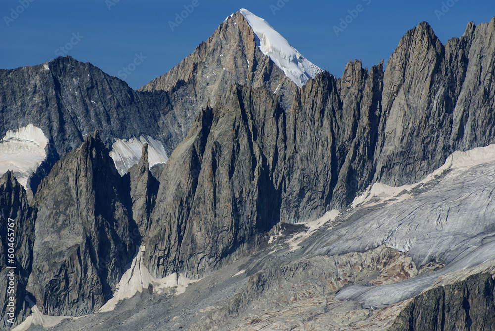 Alpine Alps mountain landscape at Jungfraujoch, Top of Europe Sw