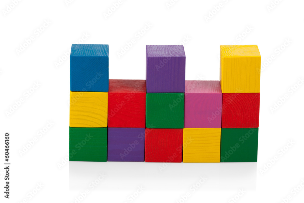 Wooden blocks, pyramid of colorful cubes, childrens toy isolated Wooden blocks, pyramid of colorful cubes, childrens toy isolated