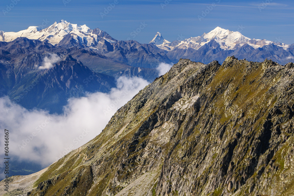 Alpine Alps mountain landscape at Jungfraujoch, Top of Europe Sw