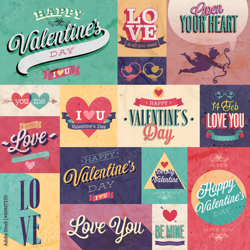 Valentine`s day set - emblems and other decorative elements.