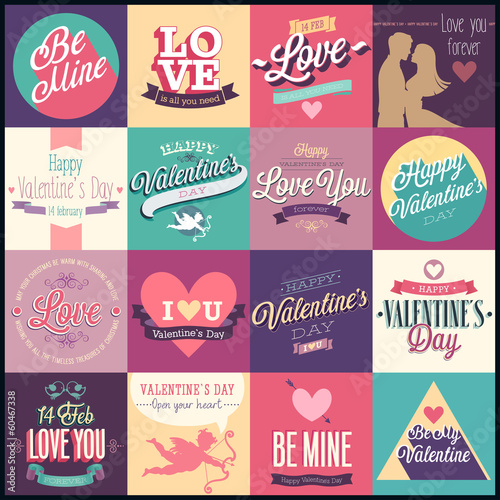 Valentine`s day set - emblems and other decorative elements.