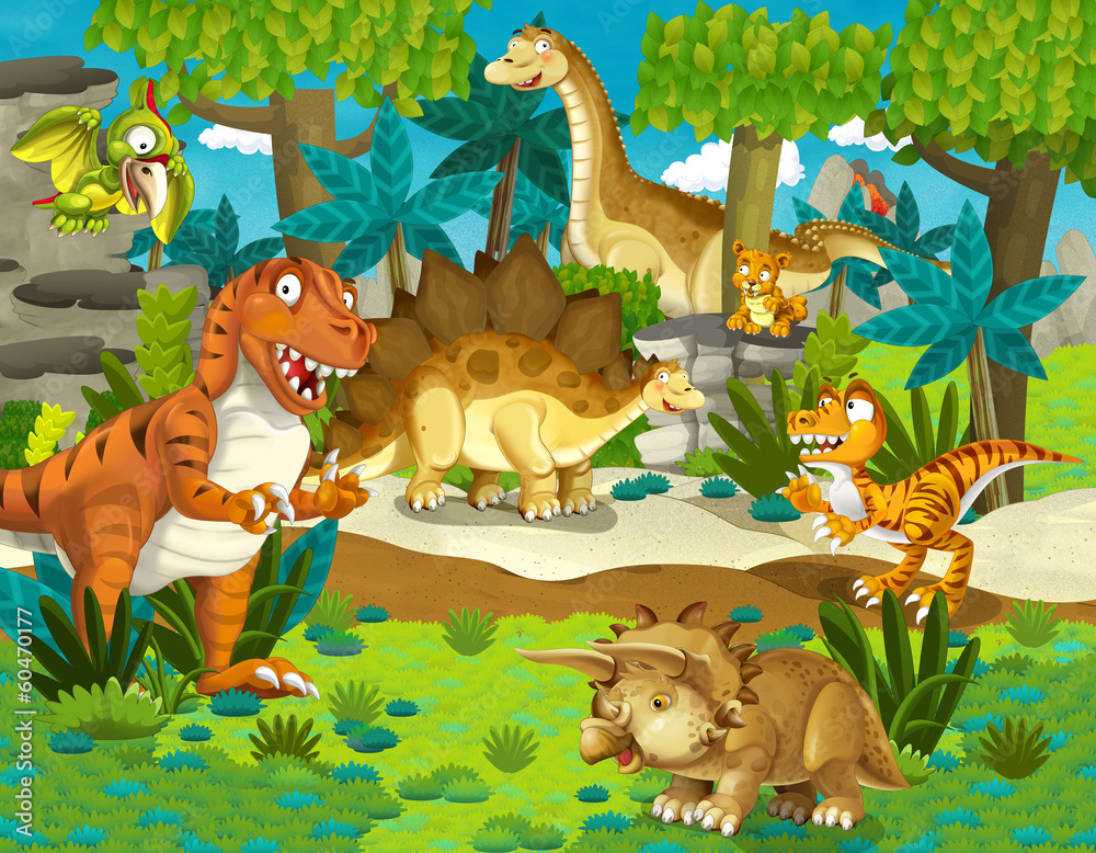 Fototapeta premium The dinosaur land - illustration for the children