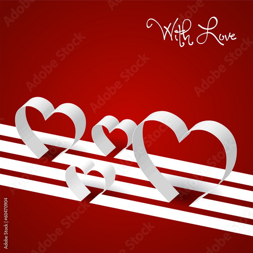 Valentines Abstract paper stripes of love - Lines and hearts fro