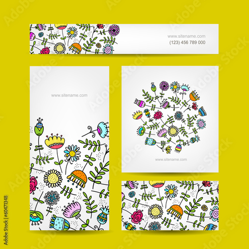 Business cards collection, floral design
