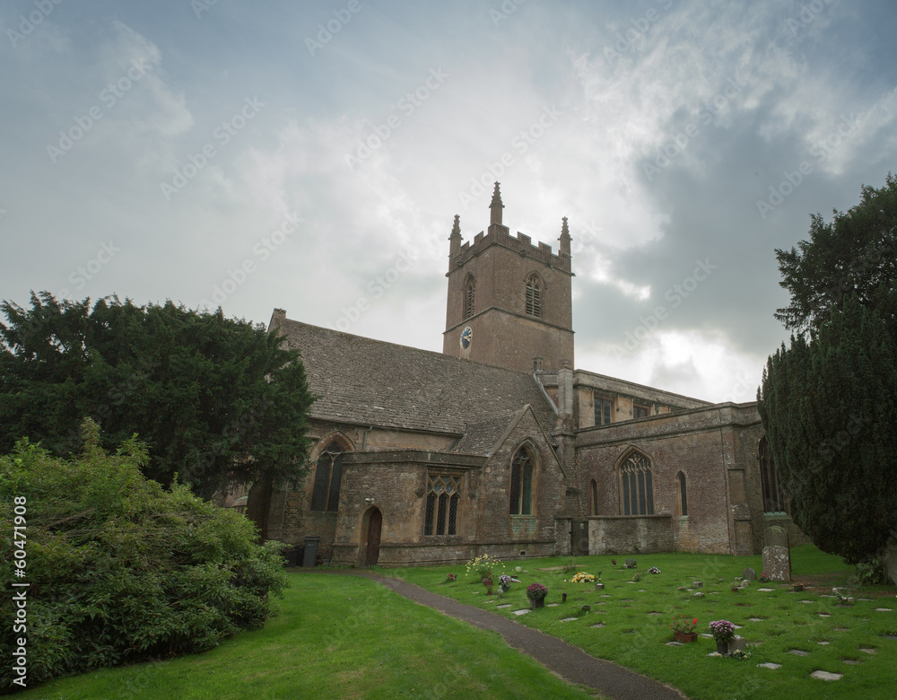 Landscape view of an English church