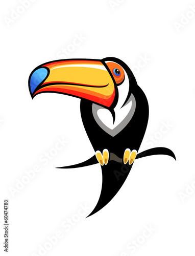 Colourful toucan on a branch