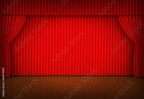 Theater stage red curtains Show Spotlight  photo