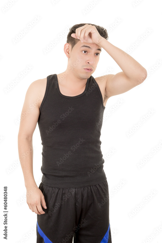 hispanic fitness model tired after sports hispanic fitness model tired after sports