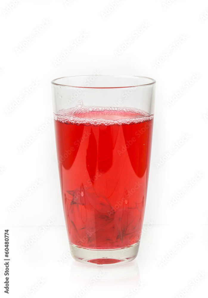 Glass of roselle juice isolate on white Glass of roselle juice isolate on white