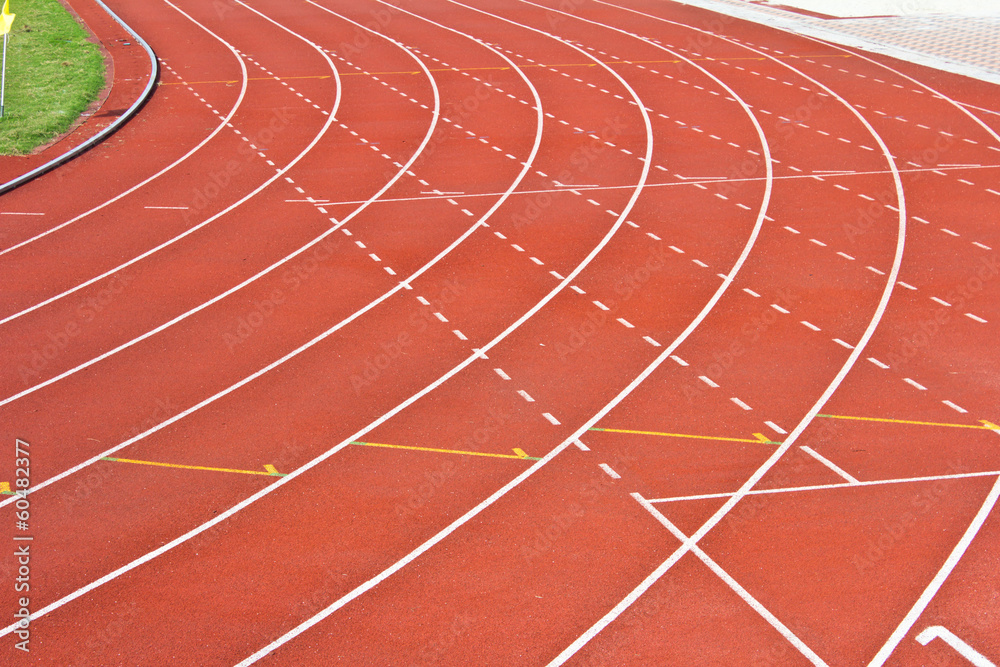 Fototapeta premium Running track rubber standard red color