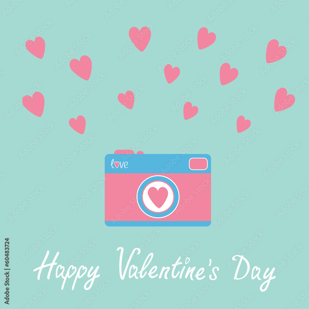 Photo camera with hearts. Happy Valentines Day card. Photo camera with hearts. Happy Valentines Day card.
