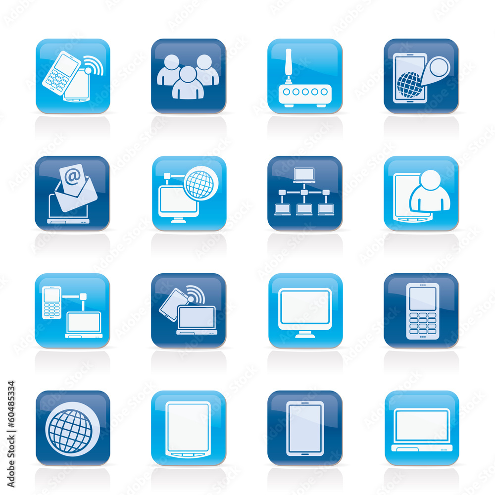 Communication and technology equipment icons - vector icon set Communication and technology equipment icons - vector icon set