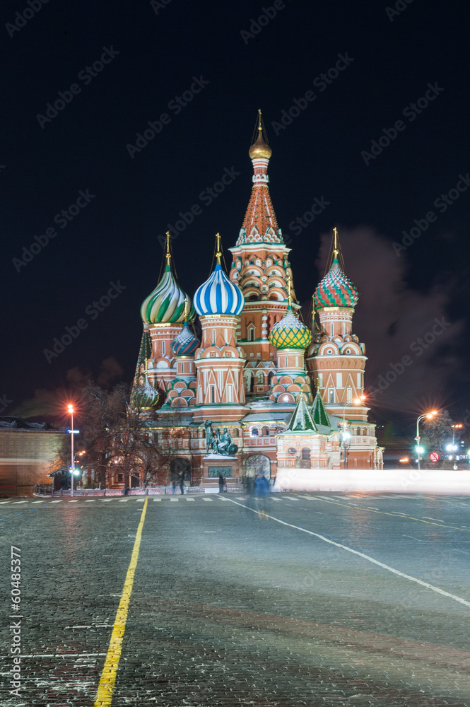 St. Basil's Cathedral at night, Red Square, Moscow, Russia St. Basil's Cathedral at night, Red Square, Moscow, Russia
