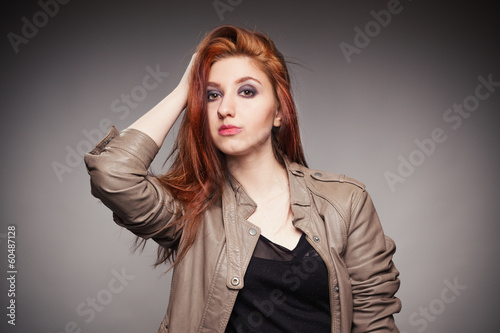 Portrait young girl represents model