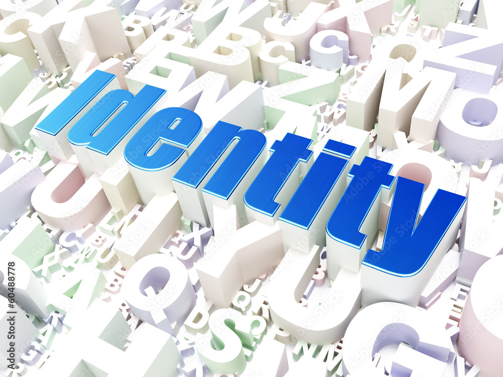 Privacy concept: Identity on alphabet background Privacy concept: Identity on alphabet background
