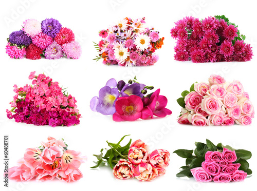 Flower bouquets isolated on white photo