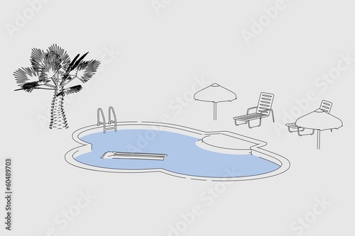 cartoon illustration of swimming pool