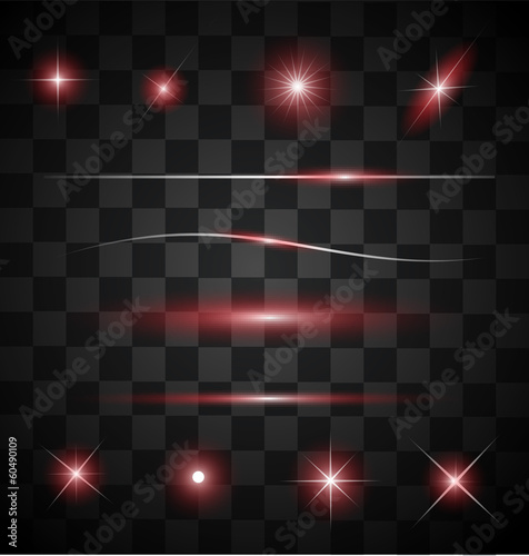 Set of different sparkling red light effects