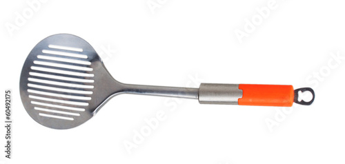 metal skimmer with orange handle photo