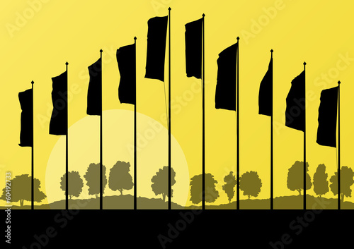 Waving flags vector background concept landscape