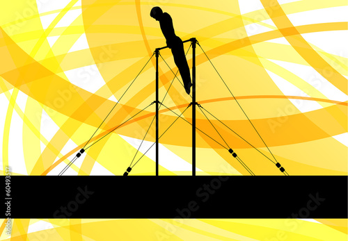 Gymnastics bar silhouette athlete vector abstract background con