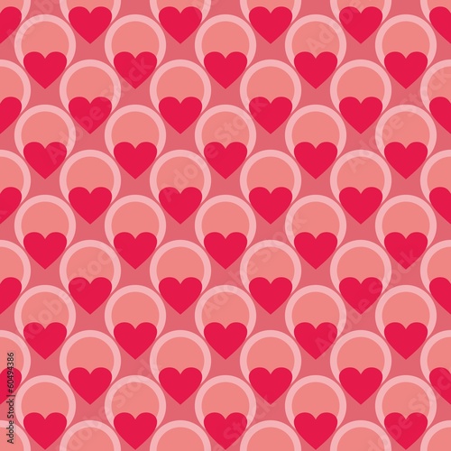Pink and red vector pattern or background with hearts
