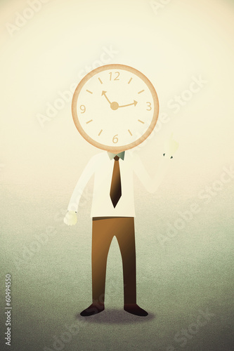 Business man with head clock