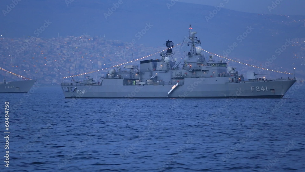 frigate war ship anchored on the Bay frigate war ship anchored on the Bay