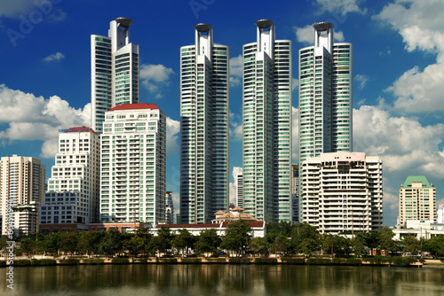 Highrise modern building in Bangkok, Thailand. © jakgree