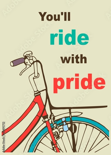 Retro poster / template card with a  bicycle