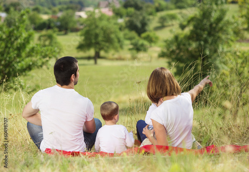 Happy family in nature