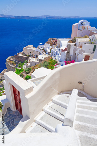 White architecture of Oia town on Santorini island, Greece