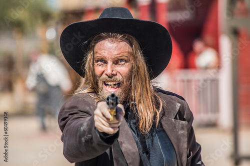 Εκτύπωση καμβά Cowboy with Hat and Gun