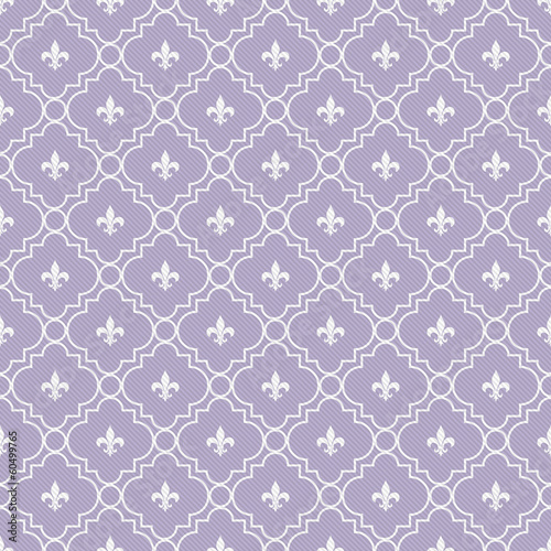 White and Pale Purple Fleur-De-Lis Pattern Textured Fabric Backg