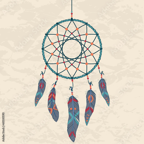 Vector colorful illustration of dream catcher