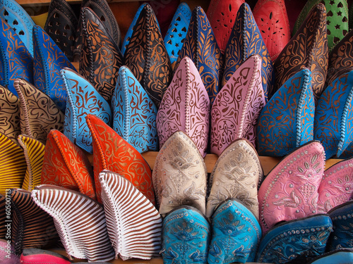 Colorful moroccan handmade leather shoes