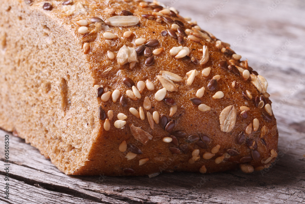fresh homemade bread with seeds and nuts closeup fresh homemade bread with seeds and nuts closeup