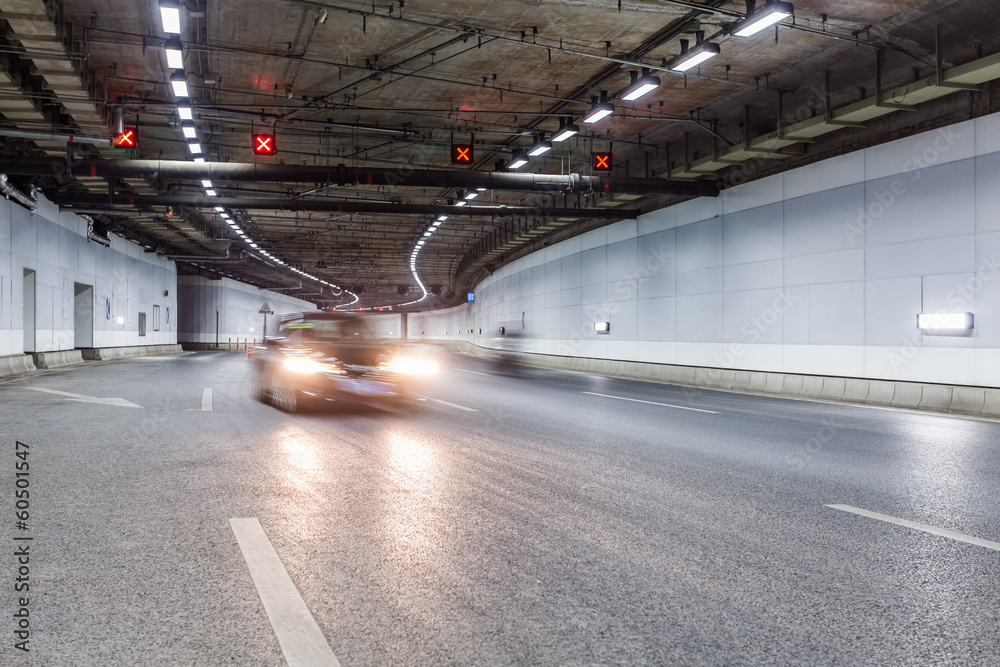 Interior of an urban tunnel