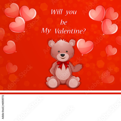 Valentine's Day illustration with cute teddy bear © Loradora