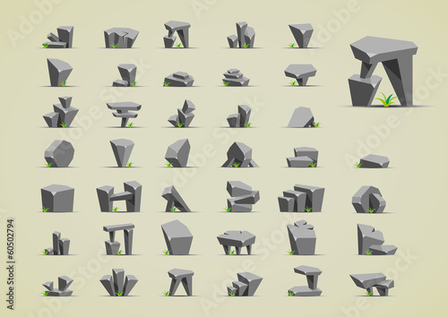 Stones with grass