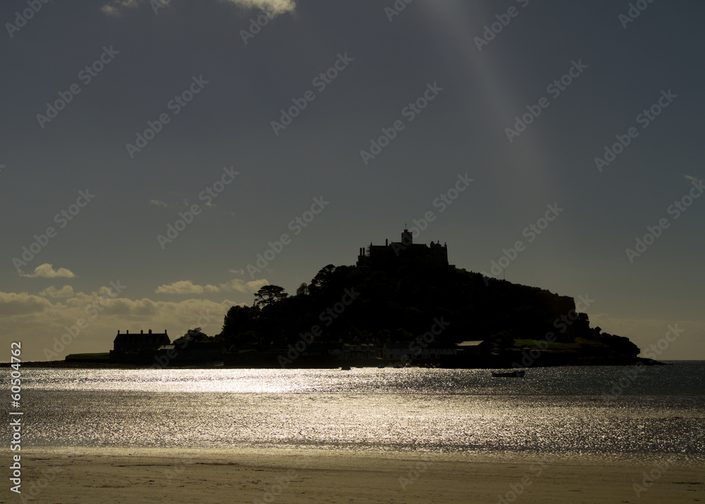 silhouette of St Michael's Mount, Cornwall, UK