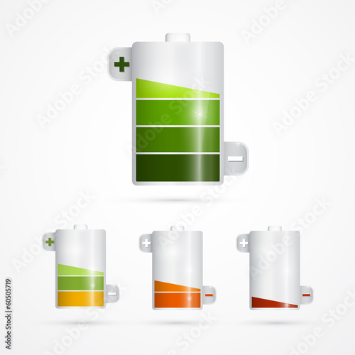 Battery Icon. Battery Life Set Isolated on White Background.