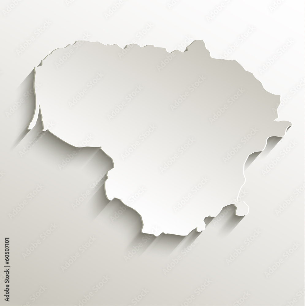 Lithuania map card paper 3D natural
