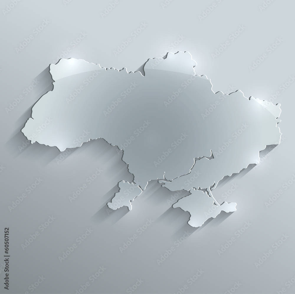 Ukraine map flag glass card paper 3D