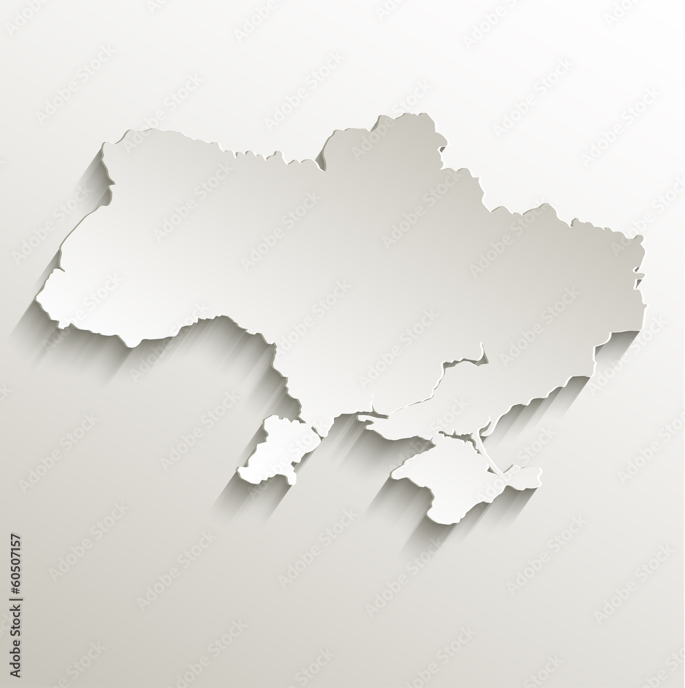 Ukraine map card paper 3D natural