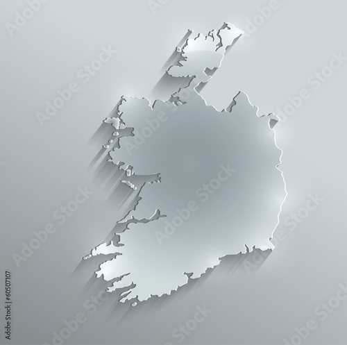 Ireland map flag glass card paper 3D
